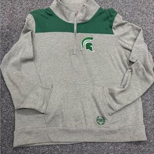 PINK Victoria's Secret Green and Gray Zip-Up Sweater